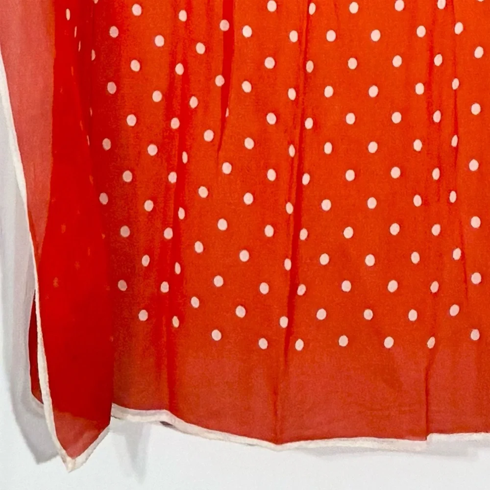Vintage SILK Polka Dot Scarf 25”x22” Red White